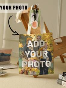 1款定制文字帆船包，独特设计（照片、风景、插图），可折叠，大容量，轻便，时尚，个性化手提包，单肩包，休闲购物袋，新年魅力 - 彩色 - 查看 7