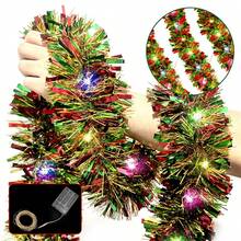 Christmas Tinsel Garland Indoor String Lights Christmas Foil Garland Suitable For Trees, Indoor Decoration, Perfect For Weddings And Holiday Celebrations New Year Decoration Holiday Decor Party Venue Room Decoration Ribbon Home Lighting Holiday String Lights 1pc 16ft Christmas Garland Tinsel Not Including Batteries Holiday Garland String Lights Sparkling LED Fairy Garland String Lights Festive Hanging Decoration Home Kitchen Room Decoration - Battery Box Color Strip - View 3