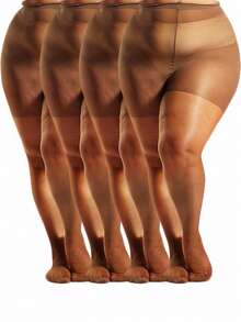 4/6 pares de medias extra grandes de cintura alta con control de abdomen y anti-correr - Negro/Albaricoque/Café - Control de abdomen y soporte de piernas - Medias elegantes formales/profesionales para fiestas - Fórmula suave y sin grietas - Para uso diario y ocasiones especiales, medias profesionales con textura suave