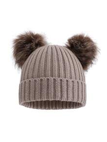 1 件男女通用儿童双绒球针织帽，秋冬款 - 1PC - 查看 35