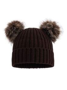 1 件男女通用儿童双绒球针织帽，秋冬款 - 1PC - 查看 38