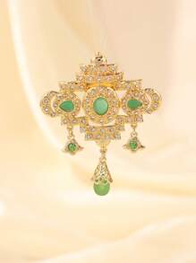 1pc Moroccan Style Brooch For Women, French Luxury Noble Design, Colorful Crystal Embellished, Suitable For Wedding, Festival, Party, Women's Gift