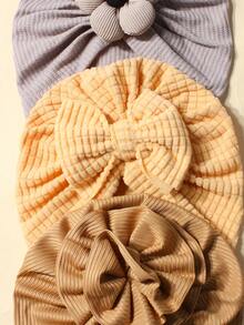 3 قطع طقم عصابة ناعمة قابلة للتمدد وقبعة للمواليد الجدد، قبعات جميلة للأطفال للاستخدام اليومي