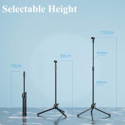 Heavy-Duty Metal Microphone Floor Stand With Multi-Angle Rotation, 3-Point Stability & Adjustable Height - Black Studio Recording & Karaoke Setup For Live Streaming, Performances, Home Studios, Microphone For Recording, Performance Equipment, Modern Studio Accessory, Durable Construction