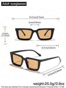 2 Pieces Of Women's Acrylic Casual Rectangular Fashion Glasses, Black + Silver / Black + Brown, Two Combinations To Choose From, Suitable For Festival Outings And Beach Parties, Suitable For Summer Beach Vacations, Outdoor, Travel - đen + cam - Xem 5