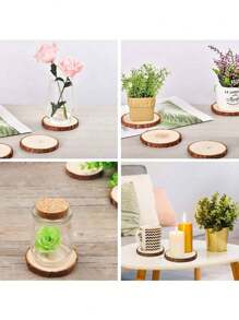 10-50pcs Unfinished Wooden Discs 3-10cm, Undrilled Wooden Rings For DIY Crafts, Wooden Plates, Wedding Centerpieces, Christmas Tree Decorations