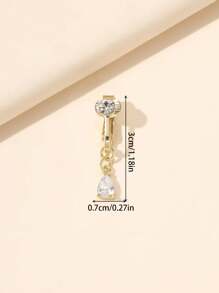 1pc Fashionable Versatile Zirconia Crystal Belly Button Clip - Yellow Gold - View 4
