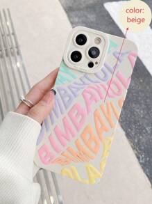 1 pieza Funda de teléfono suave y a prueba de golpes con protección de lente perforada, estilo ciberpunk de ciencia ficción con letras en inglés y estampado 2D multicolor, para iPhone 7/7p/X/Xs/Xr/Xmax/11/11pro/11promax/12/12pro/12promax/13/13pro/13promax/14/14pro/14plus/14promax/15/15pro/15plus/15promax/16/16e/16pro/16promax/16plus, color beige
