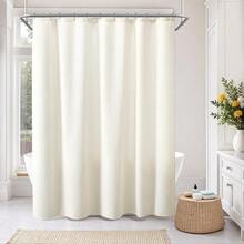 Waffle Weave Shower Curtain Cotton Fabric Texture Shower Curtain For Bathroom White,72Wx72L-314244 - Ivory - View 7