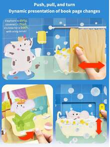 beartale Interactive Flip-Up Story Book, Animal Daily Activities Picture Book (Rooster Waking Up, Kitten Washing Face, Hippo Brushing Teeth, Bear Tidying Room), Suitable For 3-6 Years Old Children, Montessori Quiet Travel Toy, Pre-School Enlightenment And Bedtime Reading - Multicolor - View 10