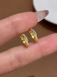 一对优雅的S925纯银镶嵌立方氧化锆十字架耳环，精致珠宝，女士礼物 - 鑲鑽交叉 - 查看 7