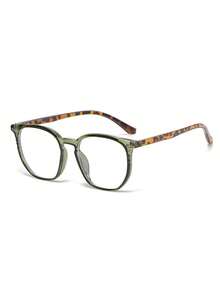 2025 Spring New Oval Frame Rivet Eyeglasses Frame, Fashion Commuter No-Makeup Face Versatile Leopard Print Cute PC (Polycarbonate) Clear Lens - Multicolor - View 14