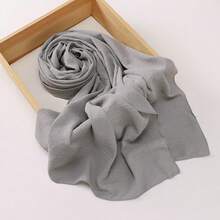 1pc Women Solid Color Crinkled Everyday Hijab, Opaque Headscarf For Dress - Multicolor - View 31