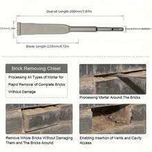 1 szt. Dłuto elektryczne z czterema zębami, krótkie, zintegrowane, dłuto i młotek, frez z węglika spiekanego do zaprawy, uchwyt SDS-Plus, narzędzie do usuwania spoin betonowych, cienki kształt tarczy, konstrukcja z sześcioma ostrzami, nadaje się do cięcia i szorstkowania muru, cegieł i kamieni