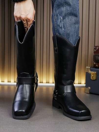 Ghete bărbătești din piele, Ghete cowboy înalte în stil britanic, Ghete Chelsea casual, Ghete mongoleze până la genunchi