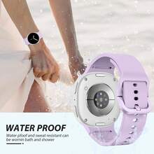 Durable Silicone Watch Band + PC Watch Case, Compatible With Samsung Galaxy Watch 8/8 Classic 40mm/44mm, Unisex, Sweat-Resistant, Lightweight Bracelet Strap, Compatible With Samsung Galaxy Watch 8 Classic/8 Smartwatch Accessories, Affordable, Suitable For Back To School Season - Official Purple - View 4