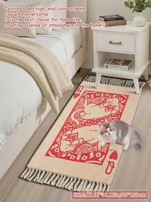 Woven Carpet, Red Poker Pattern Indoor Decorative Rug, For Living Room 60*90cm,Fall Decor,Autumn Decor,Room Decor - Red - View 4