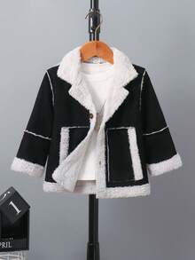 Kleine Jungen Herbst/Winter Cord-Kragen symmetrische Taschen Einreiher Lässig Jacke