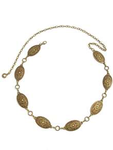 1 件复古时尚个性化金属花卉图案做旧圆环拼接腰链，波西米亚百搭腰带、裙链、裤链，适合女性日常和派对穿着 - 金色 - 查看 3