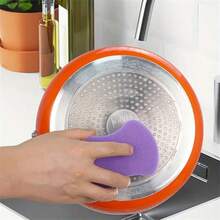 1/6/12/24 件紫色厨房清洁海绵湿巾，耐用且可变形，适用于餐厅、酒店、家庭清洁、餐具、炊具、水槽、家具清洁、百洁布、清洁布、清洁工具、可重复使用清洁海绵湿巾