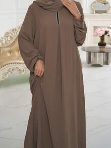 1 Set New Classic Versatile Muslim Abaya Shawl, Suitable For Any Occasion, Available In Multiple Colors, Hijab Included - Multicolor - View 24