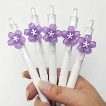 5支装透明花卉多色圆珠笔，可爱鲜艳的花朵图案，速干，书写流畅，适合办公室、学校、礼物、生日、节日 - 彩色 - 查看 12