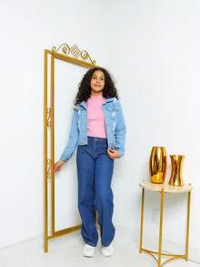 Tween Girls Denim Jackets & Coats - 淺色水洗藍 - 查看 3