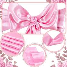 10pcs Pink Satin Chair Bow Sashes Wedding Chair Ribbon Bow Silk Chair Knot Ties For Reception Restaurant Event Banquet Party Hotel Decorations - Pink - View 6
