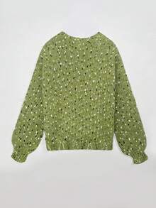 Suéter de mujer casual de cuello redondo con mangas largas acampanadas y bloques de color, para otoño/invierno - Verde - Ver 5