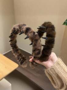 1/2pcs New High Head Headwear For Autumn And Winter, Retro Leopard Print Toothed Plush Hair Band, Anti-Slip Facial Hair Clip Headband For Women, Hair Hoop, Hairband For Women - Multicolor - View 10