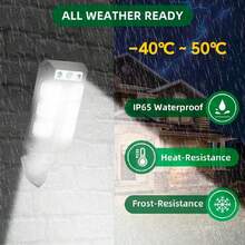 Đèn năng lượng mặt trời siêu sáng 40000LM có cảm biến con người Đèn đường ngoài trời IP6 Đèn năng lượng mặt trời sân vườn Đèn tường LED mạnh mẽ - màu đen - Xem 7