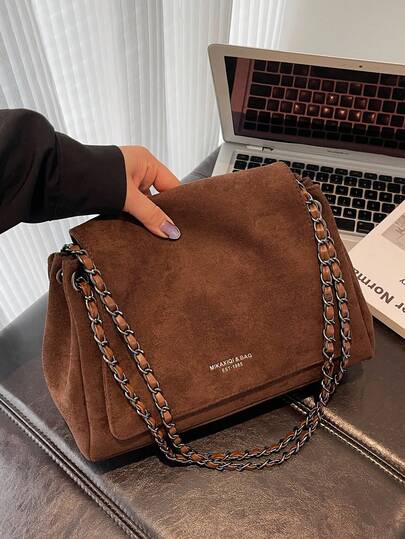 Women's Tote Bag, Suede Soft Shoulder Bag With Chain, Crossbody Handbag, Large Capacity Underarm Bag, Daily Commute Purse