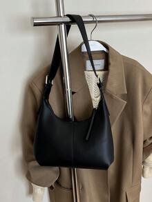 1 chiếc túi đeo chéo mini đa năng, thiết kế tối giản, chất liệu PU mềm mại, màu trơn, dùng cho nữ, có thể cầm tay hoặc dưới cánh tay. - màu đen - Xem 6