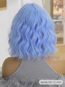 优雅时尚女士假发，14 英寸皇家蓝色耐热合成假发，节日旅行、派对、角色扮演演员假发，日常音乐节、万圣节必备假发 - 寶藍色 - 查看 6