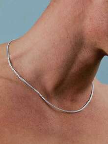 1 件百搭素链简约项链锁骨链不锈钢不褪色男士日常装饰 - 鏈條 - 查看 1