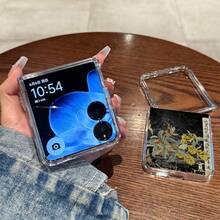 Transparent Folding Phone Case With 'Youth Has Gone' In Chinese Poem And Floral Compatible With Sam Galaxy Z Flip Fold 3 4 5 6 7 Fold Case Design For Moto Razr 40 50 60 Ultra Cute Phone Case For Girl And Women - Trong sáng - Xem 4