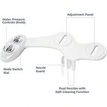 Luxe Bidet Neo 185 (Serie) Boquilla doble de autolimpieza, accesorio para bidé mecánico, no eléctrico, de agua fresca para inodoro con fuertes válvulas de grifo y mangueras metálicas Blanco - BLANCO - Ver 7