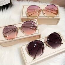 New Frameless Glasses For Men And Women - Round Gradient Fashion Glasses - Lightweight Modern Design Glasses, Fashion Accessory Gift, Simple Rest, Valentine's Day Gift - 漸層粉 - 查看 10