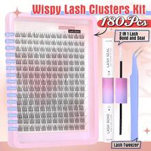 Natural Lash Clusters Wispy Eyelash Clusters 110Pcs Cluster Eyelash Extensions C Curl Individual Lashes 10-16MM Mix Length Natural Look Lashes Clusters With Thin Lash Band