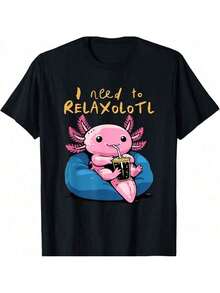 Latest Products Relaxolotl Shirt Funny Axolotl Relaxing I Need To Relaxolotl T-Shirt Relaxed Fit Casual Tees Versatile And Simple - màu đen - Xem 1