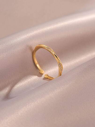 خاتم موبيوس أنيق وفاخر وأنيق للنساء، خاتم مفتوح قابل للتعديل رقيق مناسب للارتداء اليومي وهدايا المناسبات