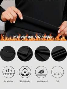 1 件女士秋冬新款保暖内衬方领长袖上衣，修身休闲运动汗衫，百搭背心衬衫