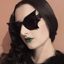 Women's Fashion Bat Glasses - Halloween Costume And Music Festival Accessories With Decorative Lenses, Lightweight Plastic Frame, Square Design Suitable For Parties And Daily Wear - 2025 New European And American Style, Halloween Costumes, Party Accessories - 豹紋鏡框灰色鏡片 - 查看 3