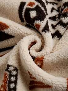 Women's Print Hooded Zip-Up Teddy Bear Jacket, Warm & Comfortable Long Sleeve Regular Polyester Coat Winter - 混合色 - 查看 4