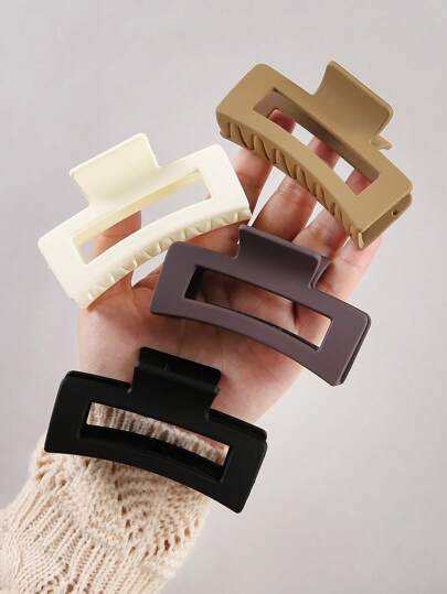 4/3/1 pieza Clip de pelo grande de plástico de unicolor, estilo retro y simple para mujeres. Accesorio de pelo simple, elegante y versátil para realzar tu estilo diario, adecuado para uso diario, al aire libre, ducha, limpieza, maquillaje, peinado y combinación de atuendos. Elegante y de moda pinza de pelo grande, accesorio decorativo para el cabello de las mujeres.