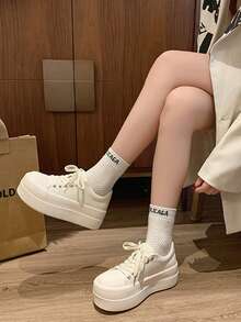 Fashionable Spring Dad Platform Sneakers In Synthetic Material - Beige [upgraded Solid Soft Sole] - View 7