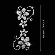 1片闪亮藤蔓花卉汽车贴纸，植物花卉图案，自粘式，不留残胶，易于安装，适用于汽车、卡车、摩托车、玻璃窗、笔记本电脑、植物爱好者等。 - 均碼 - 查看 7