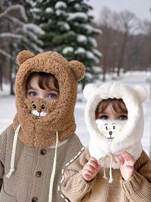 1pc Kids' Solid Color Cute Hat, Suitable For Autumn/Winter, Warm & Casual, Suitable For Outdoor And Daily Wear - Multicolor - View 3