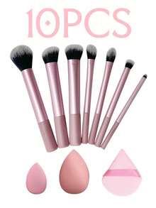 17pcs Professional Makeup Brush Set, Mixed Makeup Beauty Tools,Makeup Sponge Set,Including 7 Makeup Brushes ,4 Makeup Eggs, Makeup Sponge Suitable For Liquid Makeup, Makeup Mixer Tool, 3 Triangle Sponges For Loose Powder Setting, Soft Triangle Puff Suitable For Loose Powder, 3 Mini Makeup Sponge
