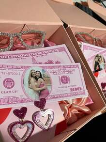 12pcs/Set Customized Pink 100 Dollar Bill Templates, DIY Game Party Money, Add Your Own Text And On The Bills, Editable Printable Pink 100 USD Banknote, Photo Props Suitable For Bridal Shower, Wedding Events, Wedding Decorations, Souvenirs, Bride Favors - Multicolor - View 3